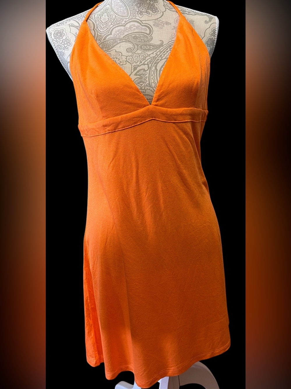 Lucky Brand woman bright orange halter dress swim cover up size large NWOT